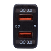 Toyota Vigo Dual USB QC3.0 Charger & Voltmeter (40x20mm) - Blue LED